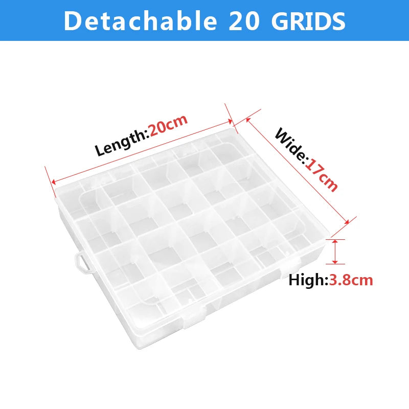 Adjustable Grid Storage Box – Transparent Compartment Organizer for Screws, Jewelry & Hardware