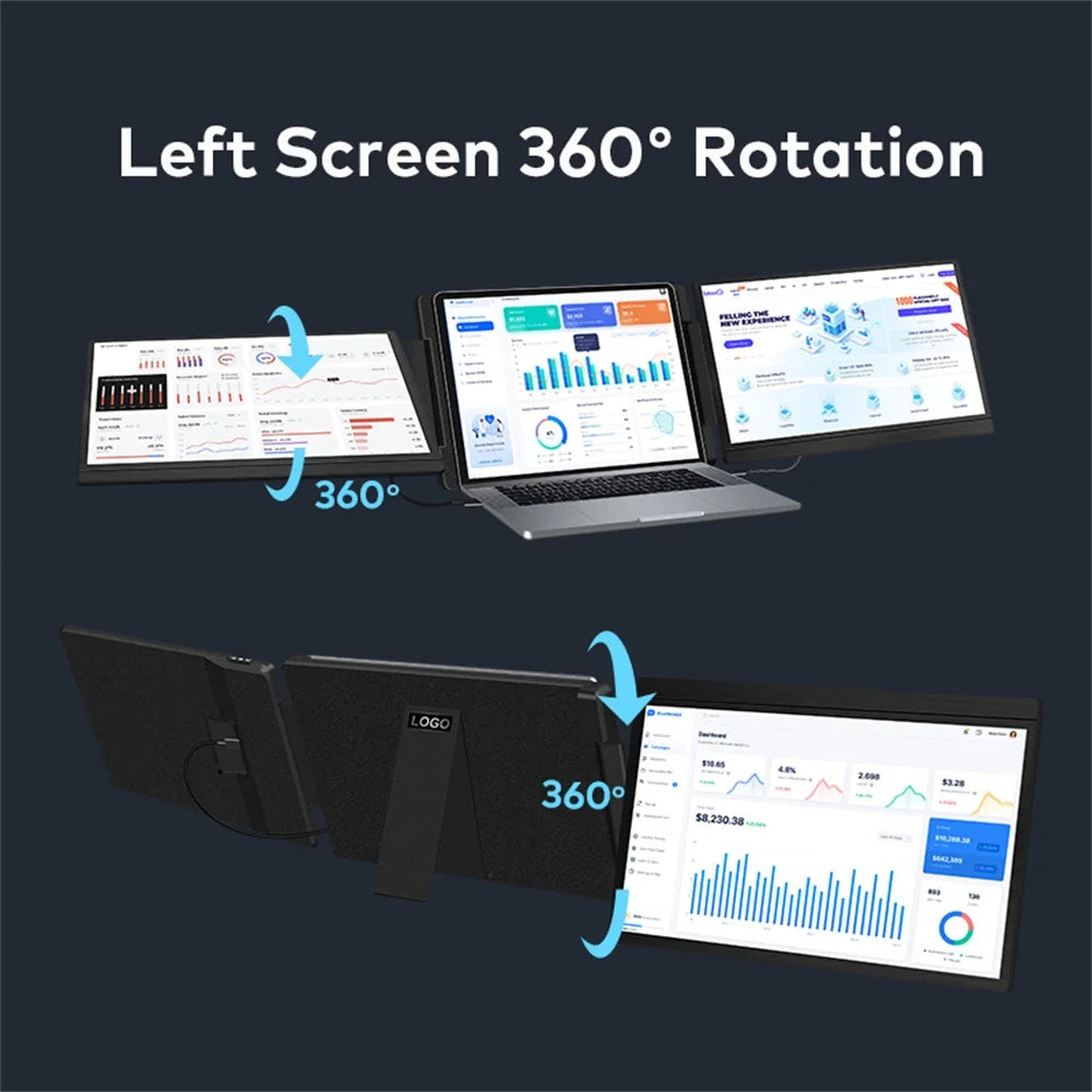 Rospider Portable Laptop Monitor Extender – 14–16" FHD/2K IPS Dual Screen