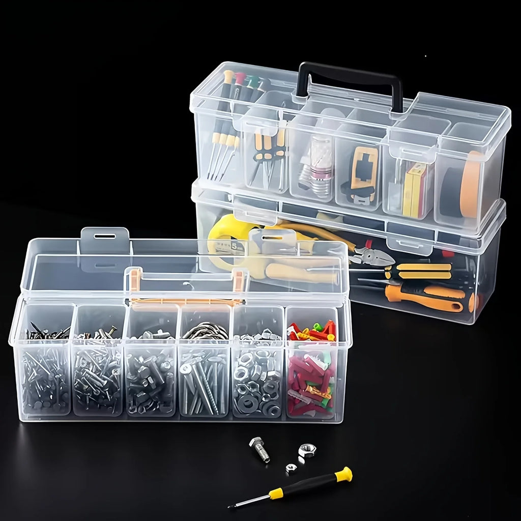 7-Piece Tool Parts Storage Set – 6 Small Boxes + 1 Large Box, Transparent