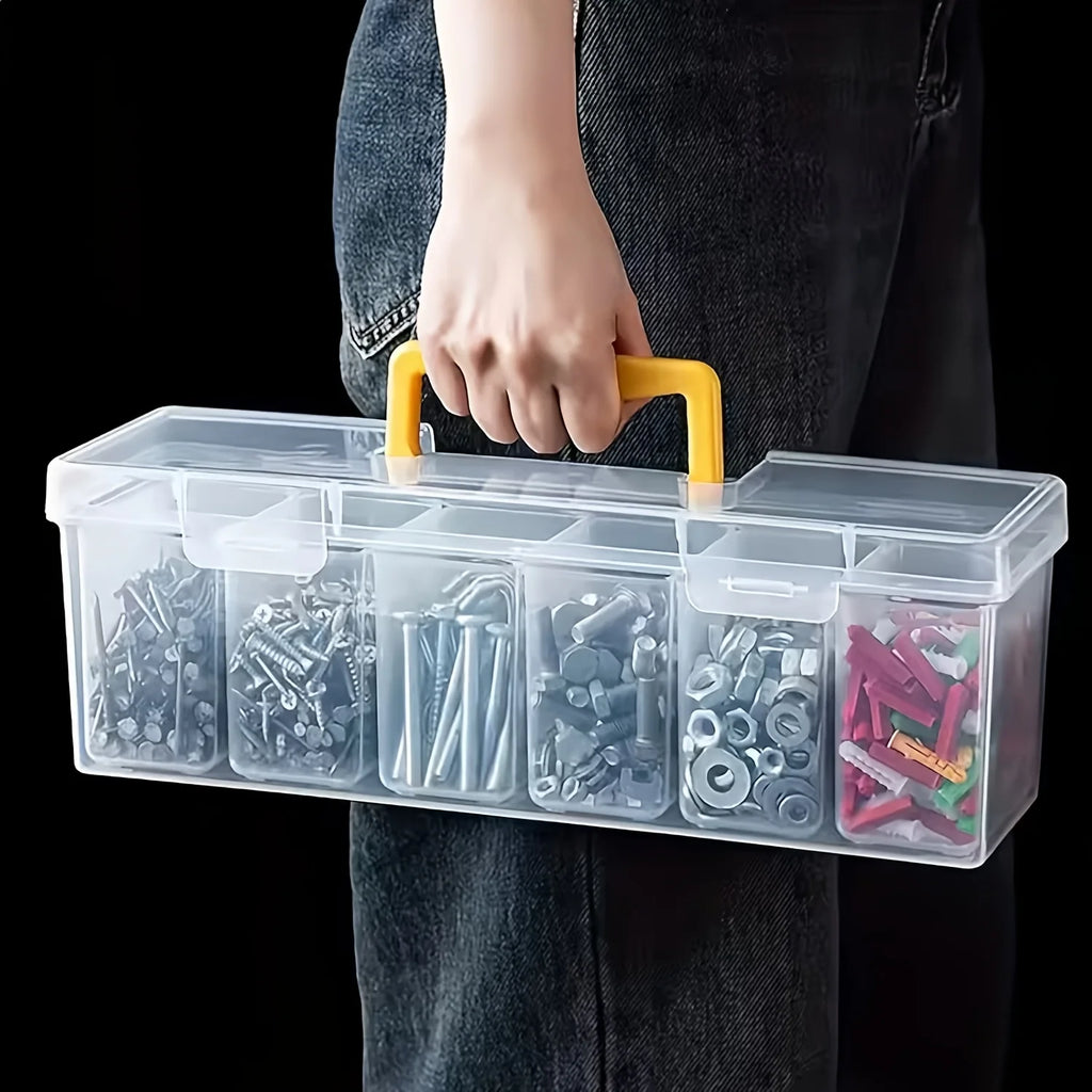 7-Piece Tool Parts Storage Set – 6 Small Boxes + 1 Large Box, Transparent