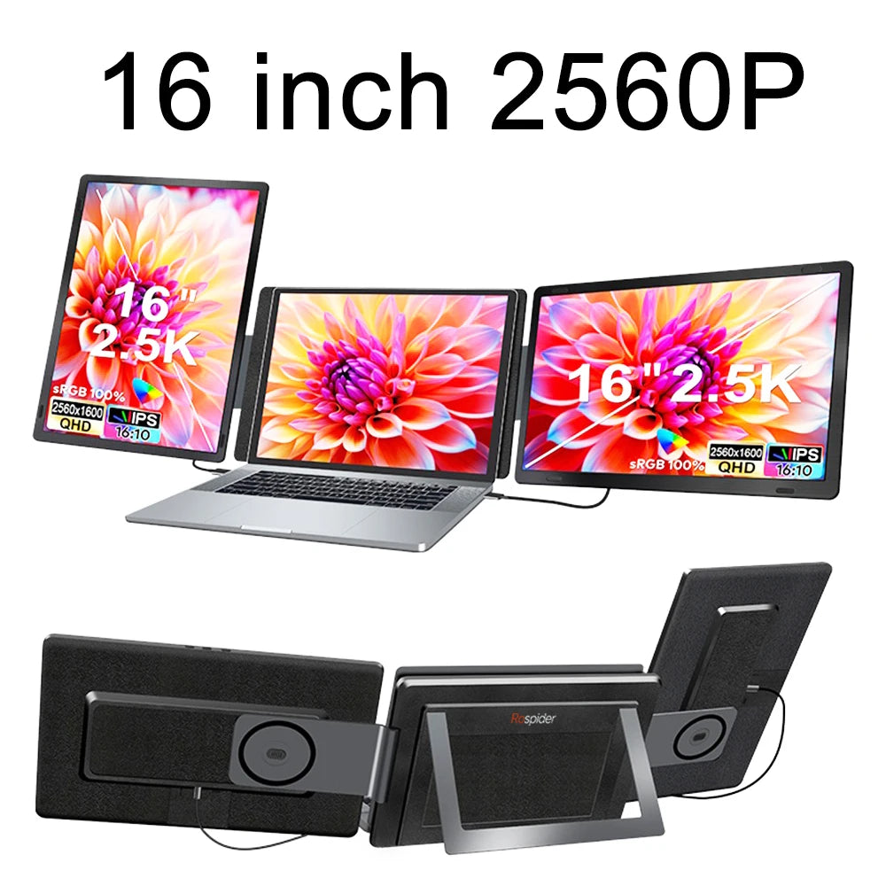 Rospider Portable Laptop Monitor Extender – 14–16" FHD/2K IPS Dual Screen