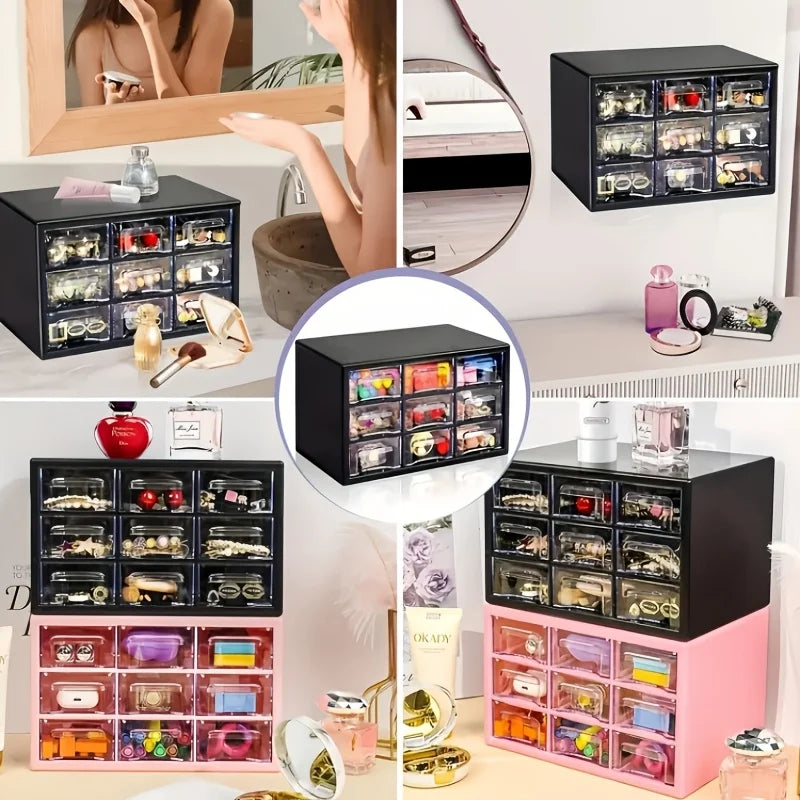 Dustproof Multi-Grid Desktop Organizer – Jewelry & Cosmetics Storage Box