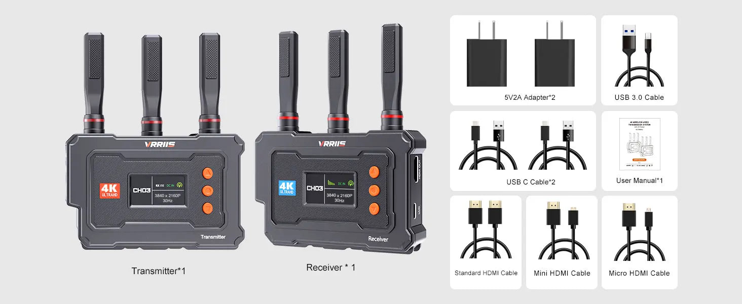 VRRIIS WL096 PRO 4K Wireless HDMI Extender – 450m Range
