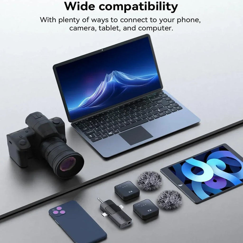PJPK 3-in-1 Wireless Lavalier Microphone – iPhone, Android & Camera