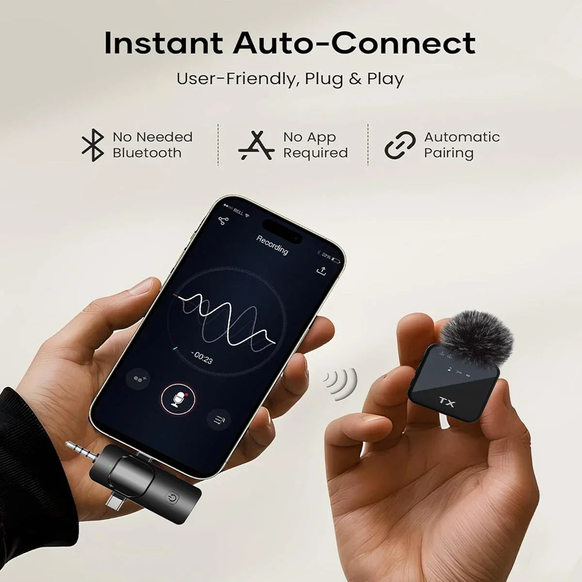 PJPK 3-in-1 Wireless Lavalier Microphone – iPhone, Android & Camera