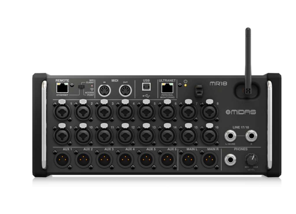 Midas MR18 18-Channel Digital Mixer – Wi-Fi Tablet Control, Rackmount